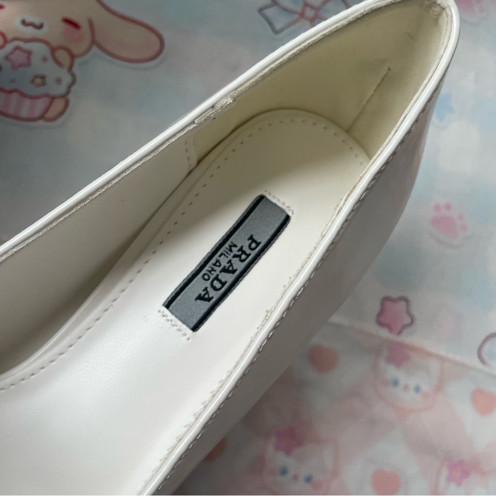 Prada White Patent Leather Pointed-Toe Pumps - Picture 2 of 8